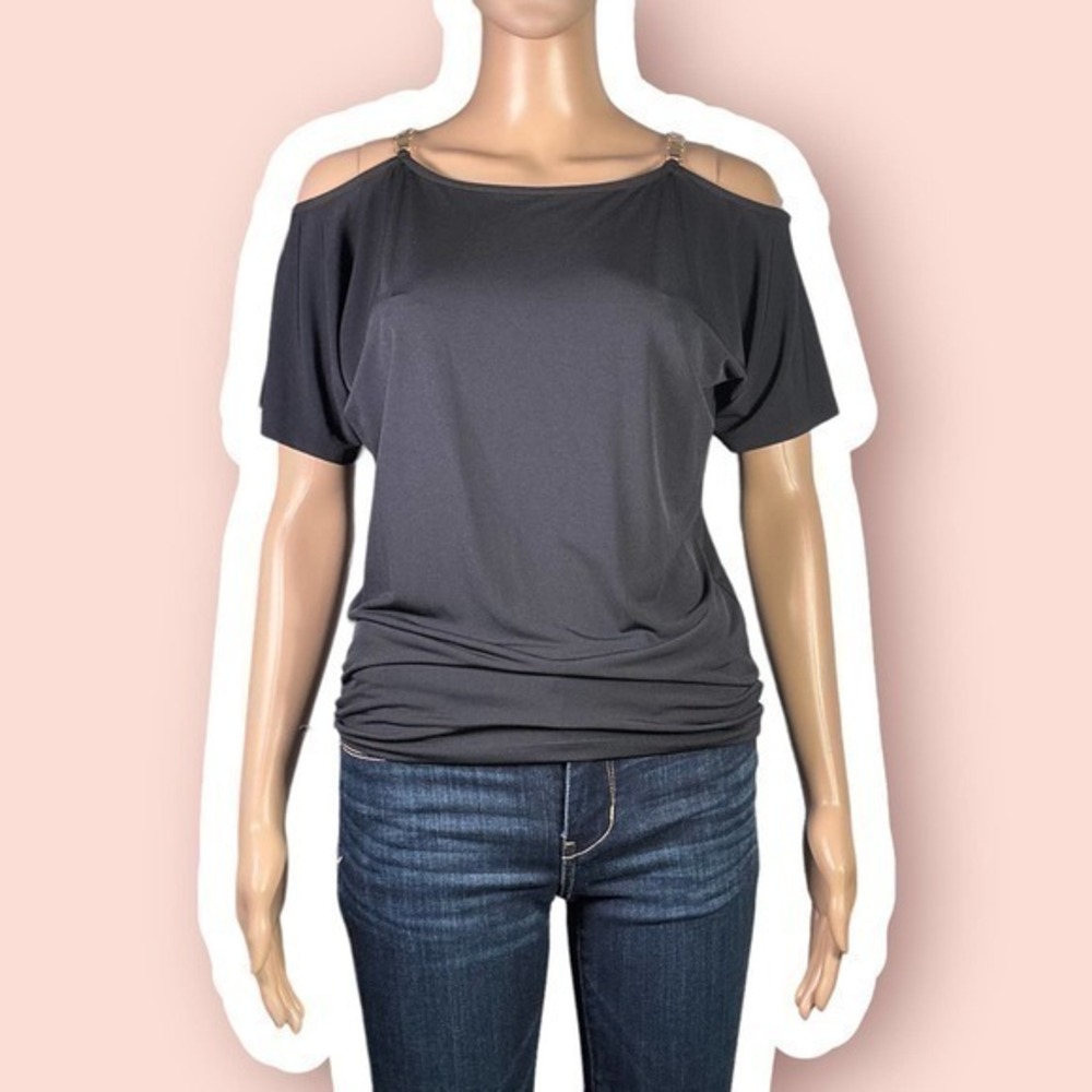 Michael Michael Kors Cold Shoulder Top With Gold-Toned Straps Size XS - "Erin"